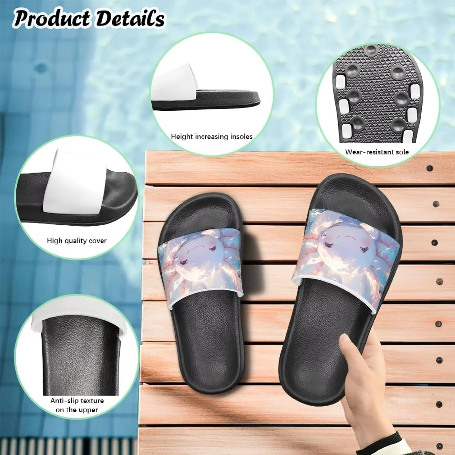 Little Kids Slides Slippers Summer EVA Non Slip One Piece Sandal for Beach Home Soft and Quickly Drying
