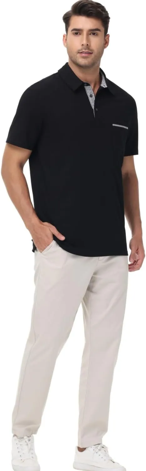 LIUPMWE Mens Polo Shirts Short Sleeve Shirts for Men Casual Cotton Collared T Shirt Golf Shirts Stylish Tops