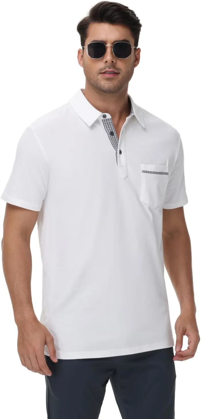 LIUPMWE Mens Polo Shirts Short Sleeve Shirts for Men Casual Cotton Collared T Shirt Golf Shirts Stylish Tops