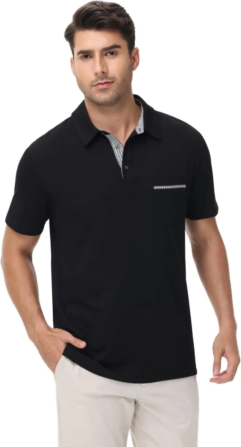 LIUPMWE Mens Polo Shirts Short Sleeve Shirts for Men Casual Cotton Collared T Shirt Golf Shirts Stylish Tops