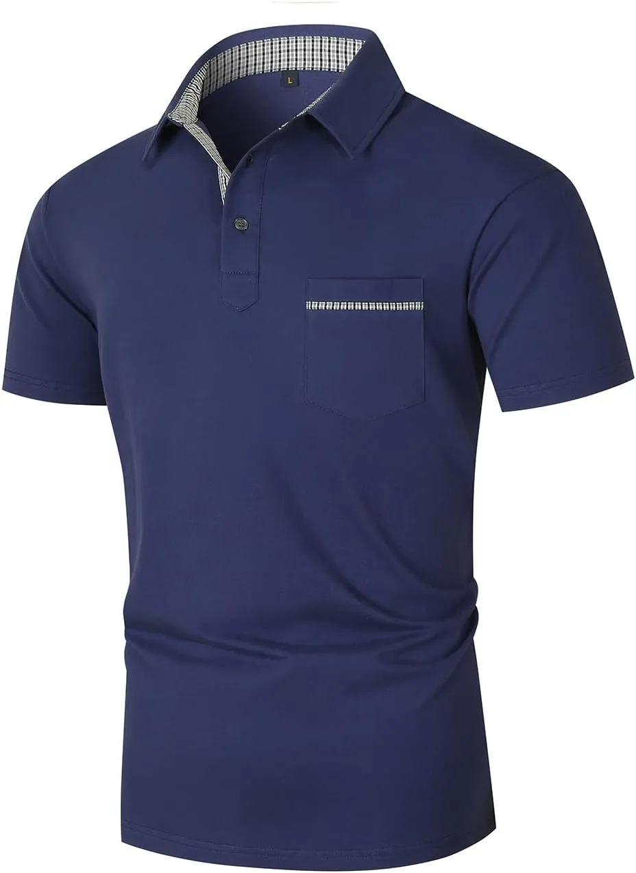 LIUPMWE Mens Polo Shirts Short Sleeve Shirts for Men Casual Cotton Collared T Shirt Golf Shirts Stylish Tops