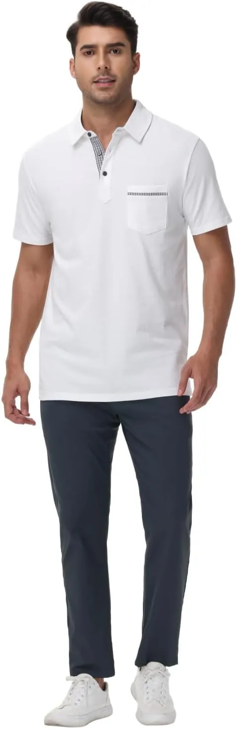 LIUPMWE Mens Polo Shirts Short Sleeve Shirts for Men Casual Cotton Collared T Shirt Golf Shirts Stylish Tops