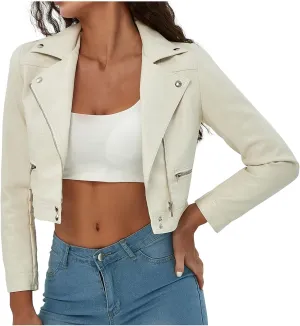 Lmdudan Women Faux PU Leather Jacket Fashion Button Lapel Vintage Coat 2023 Fall Winter Long Sleeve Outwear Tops with Pockets