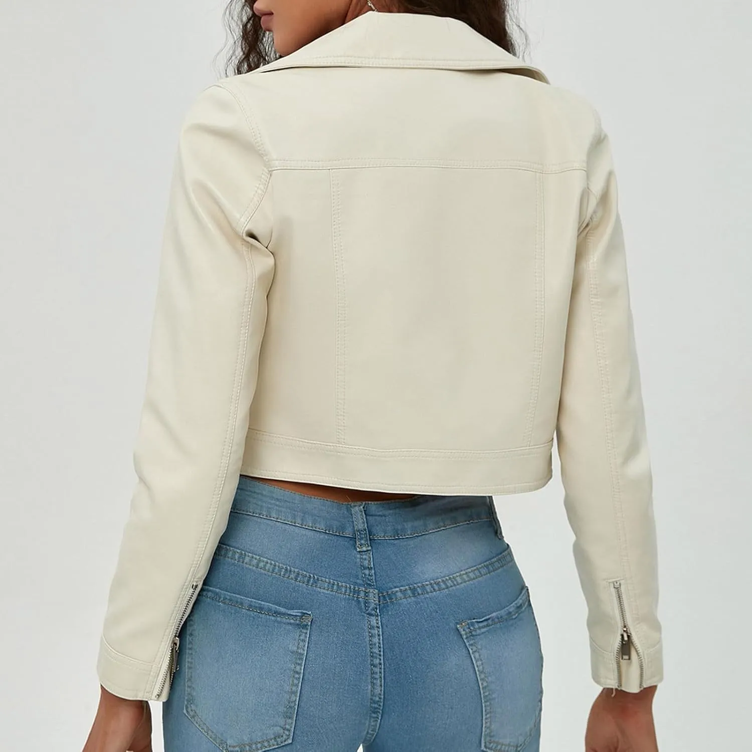 Lmdudan Women Faux PU Leather Jacket Fashion Button Lapel Vintage Coat 2023 Fall Winter Long Sleeve Outwear Tops with Pockets
