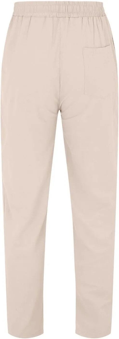 Lounge Pants for Men Relaxed Fit Elastic Waist Solid Summer Beach Pants Lightweight Comfy Breathable Cotton and Linen Pants