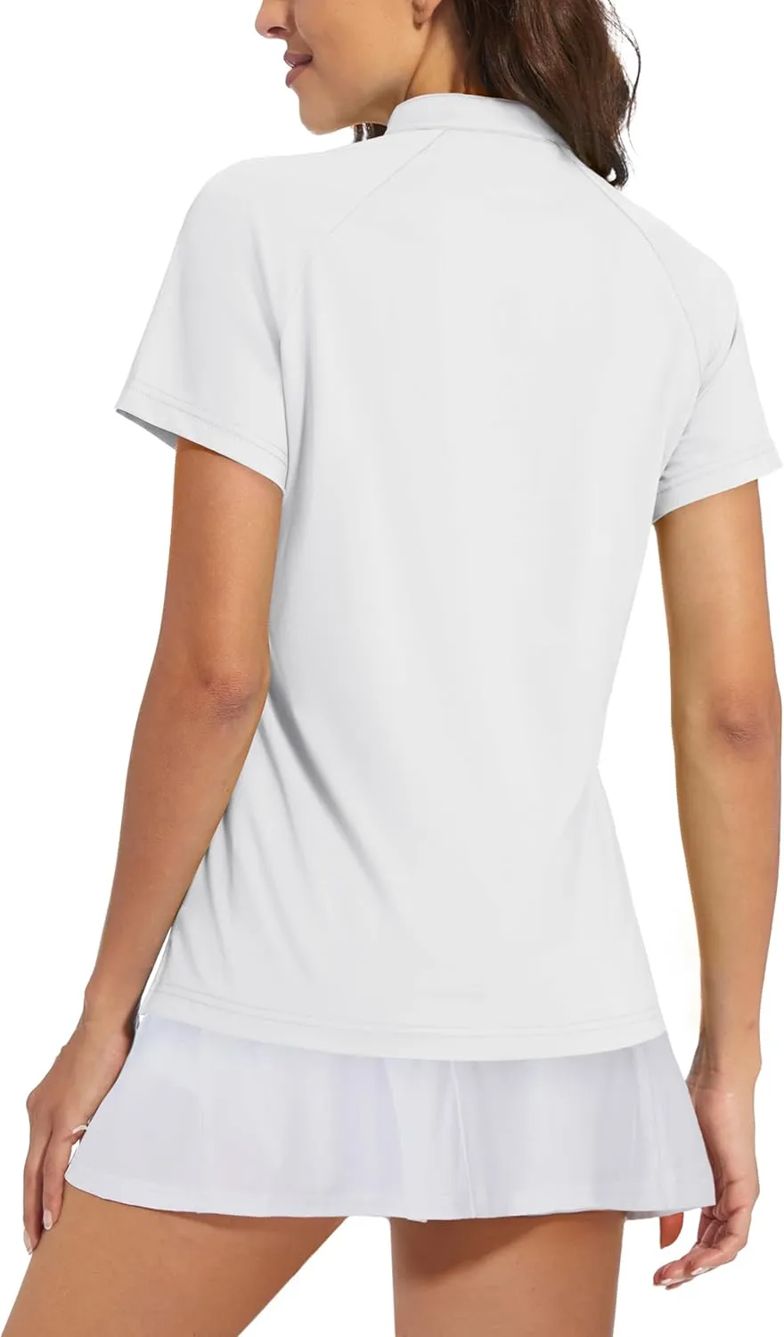 MAGCOMSEN Women's Golf Polo Shirts UPF 50  V Neck Collarless Short Sleeve Shirts Quick Dry Tennis T-Shirts