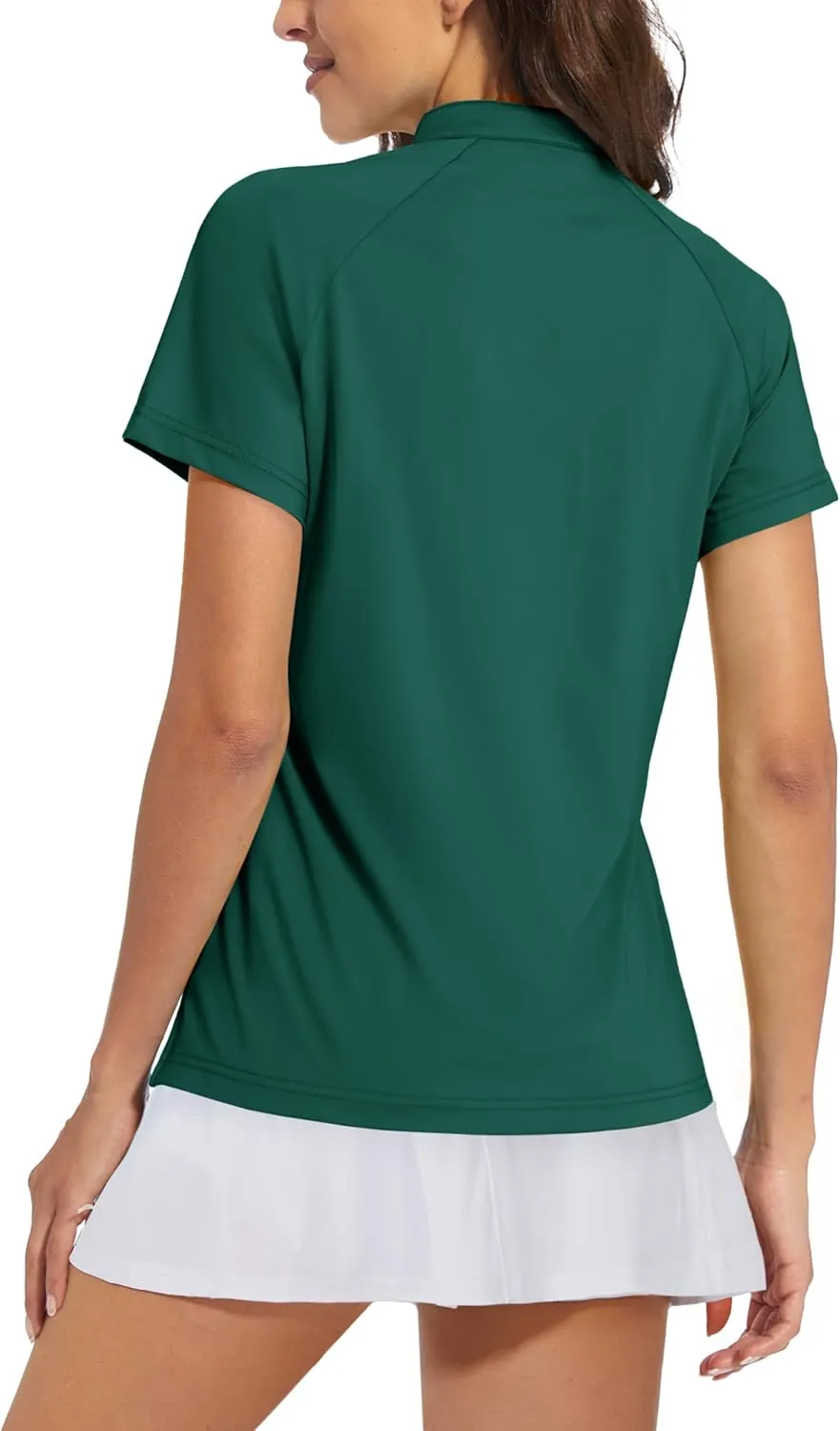 MAGCOMSEN Women's Golf Polo Shirts UPF 50  V Neck Collarless Short Sleeve Shirts Quick Dry Tennis T-Shirts