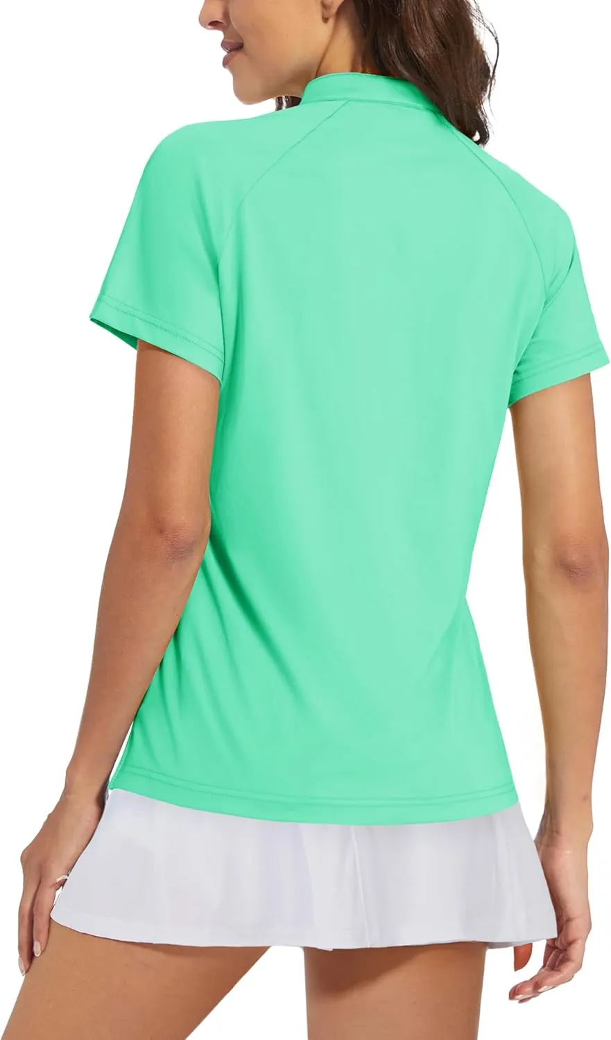 MAGCOMSEN Women's Golf Polo Shirts UPF 50  V Neck Collarless Short Sleeve Shirts Quick Dry Tennis T-Shirts