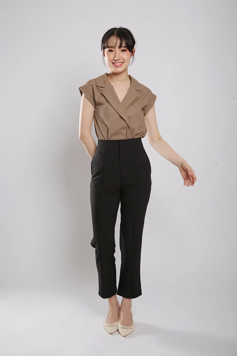 Maryanne Tailored Blouse in Coffee