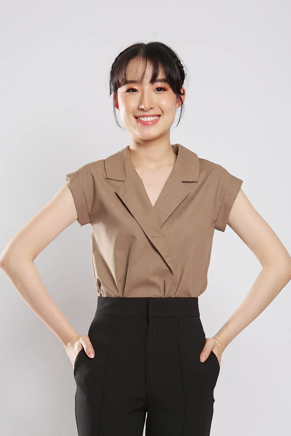 Maryanne Tailored Blouse in Coffee