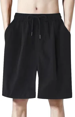Men Combat Cargo Pants Casual Cotton Stretchy Linen Pant Cuffed Hem Sweatpants Joggers Loose Fit Yoga Sweat