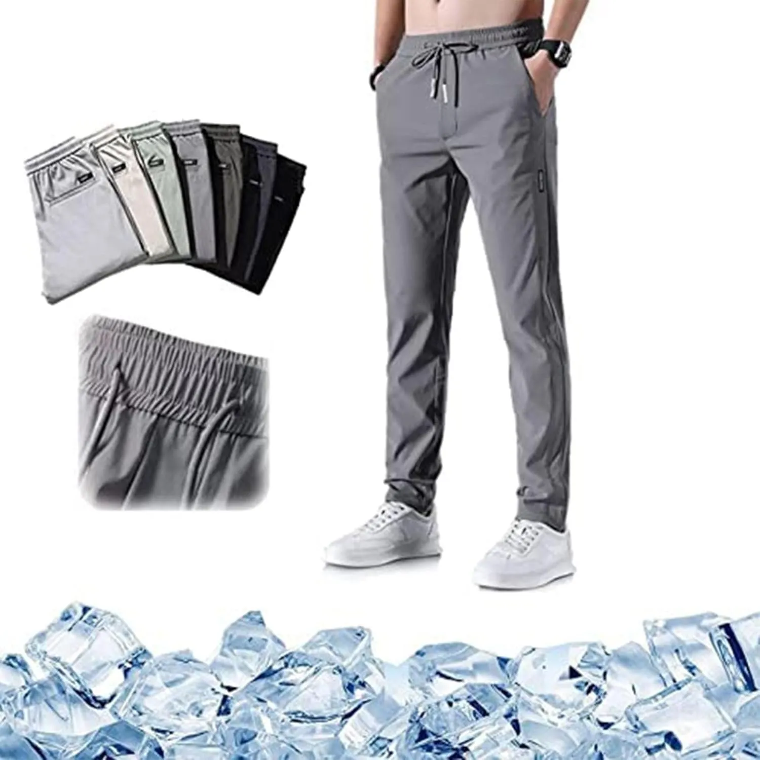 Men Combat Cargo Pants Casual Linen Stretch Drawstring Pant Beach Sweatpants Joggers Baggy Yoga Jogger Bottoms