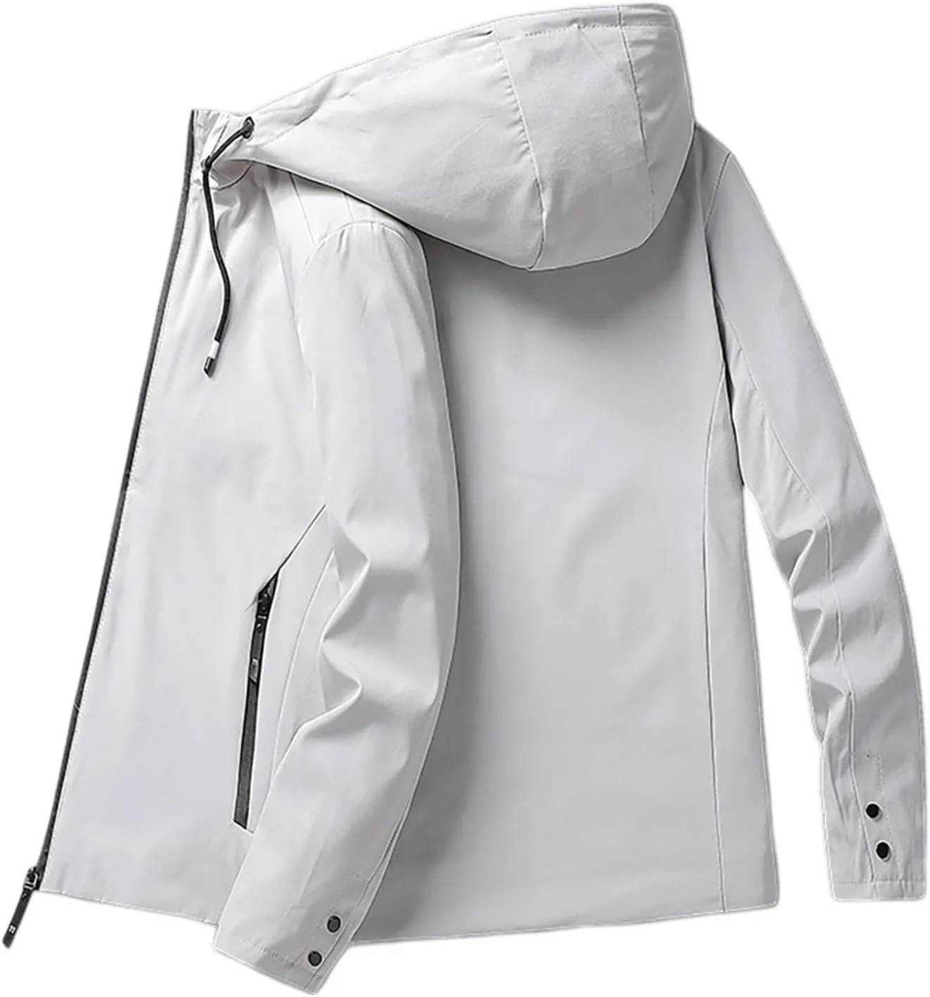 Men Hooded Jacket Waterproof Lightweight Insulated Fleece Rain Jacket Outdoor Raincoat Shell Jacket for Hiking Travel