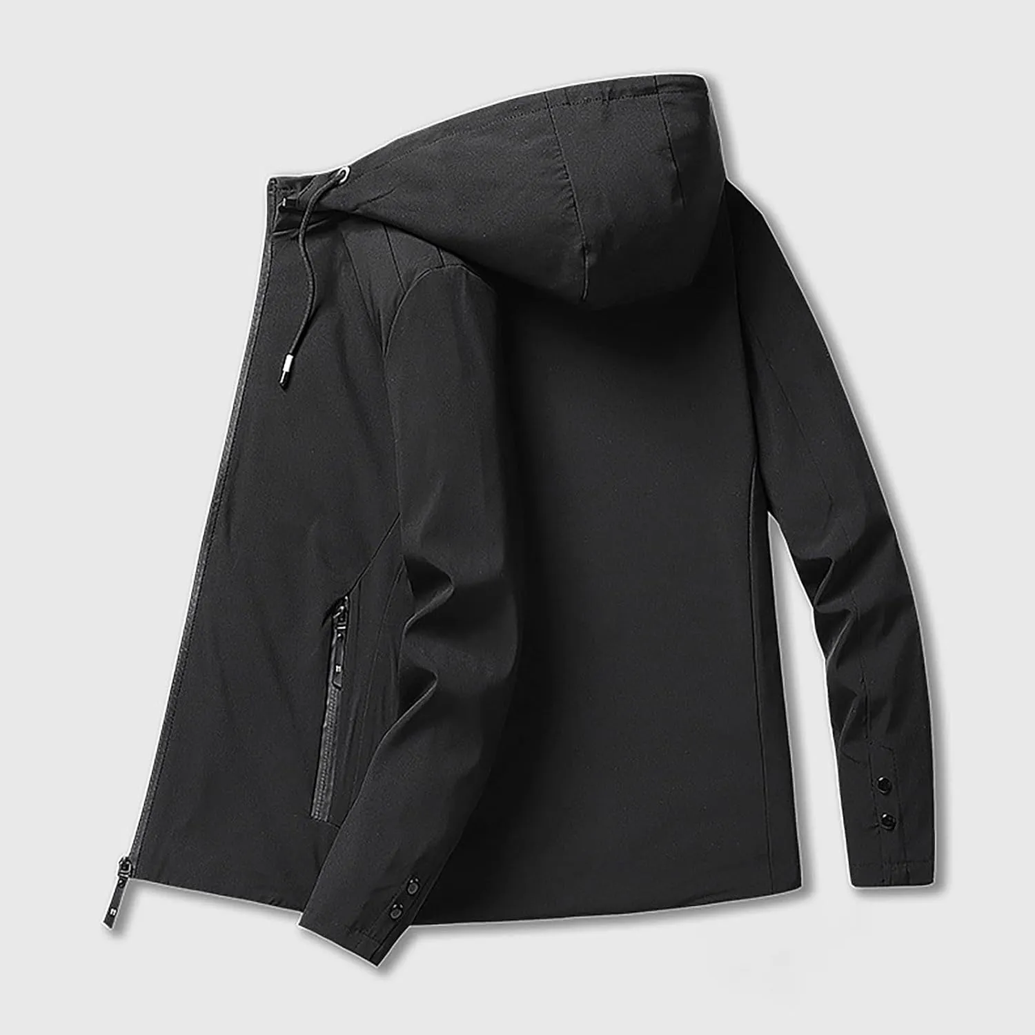 Men Hooded Jacket Waterproof Lightweight Insulated Fleece Rain Jacket Outdoor Raincoat Shell Jacket for Hiking Travel