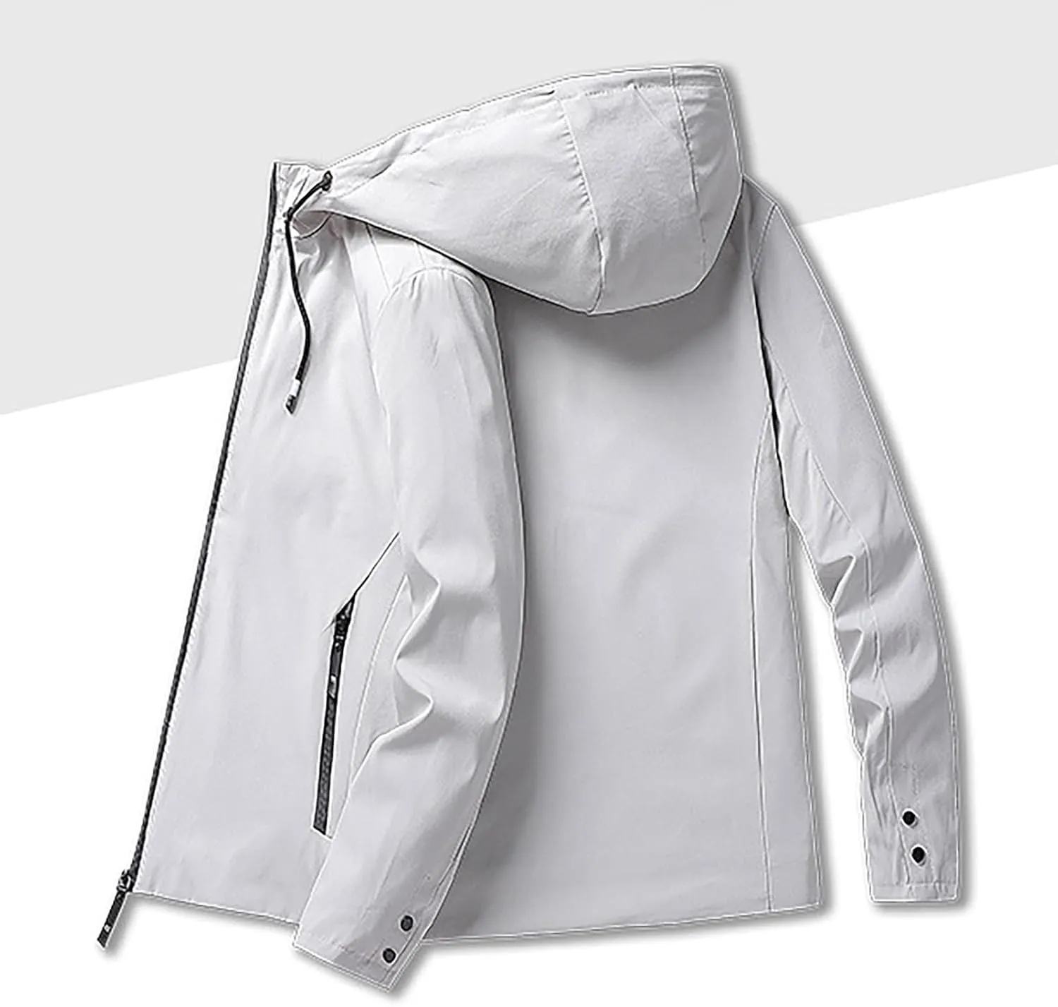 Men Hooded Jacket Waterproof Lightweight Insulated Fleece Rain Jacket Outdoor Raincoat Shell Jacket for Hiking Travel