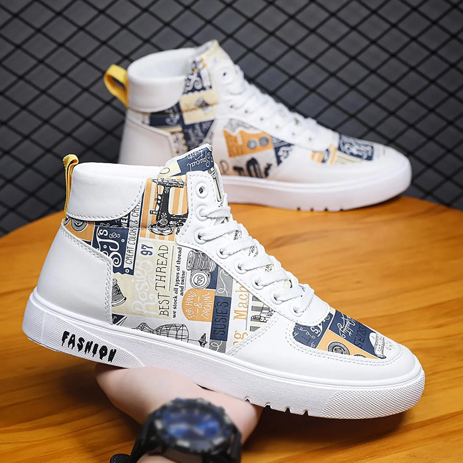 Men Shoes High Top Fashion Casual Shoes for Walking Lace Up Sports Chukka for Men Casual Leather Sneaker