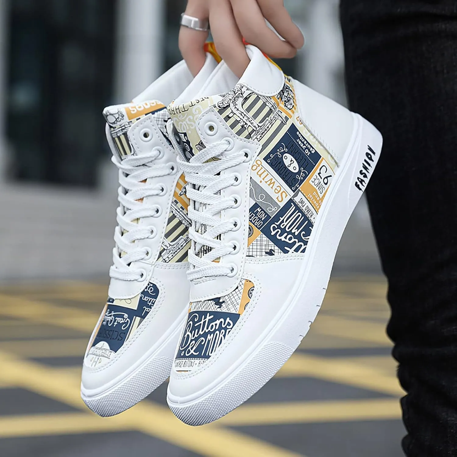 Men Shoes High Top Fashion Casual Shoes for Walking Lace Up Sports Chukka for Men Casual Leather Sneaker