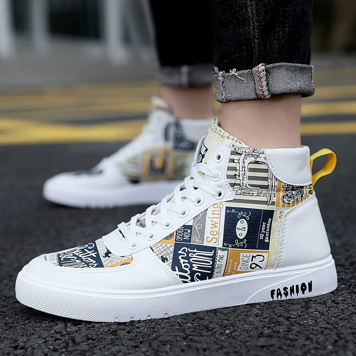 Men Shoes High Top Fashion Casual Shoes for Walking Lace Up Sports Chukka for Men Casual Leather Sneaker