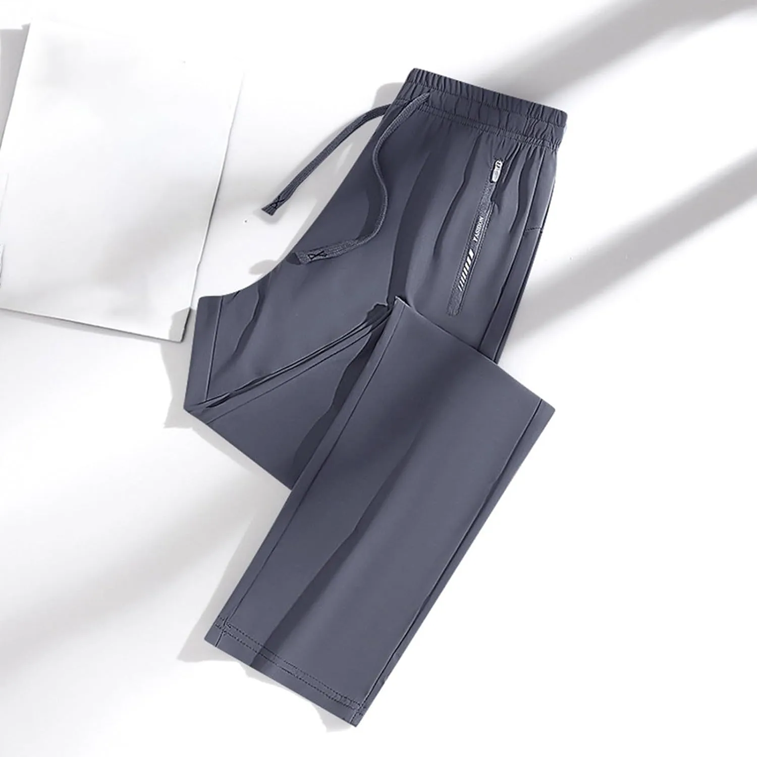 Mens Athletic Pants Relaxed Fit Stretch Waist Straight Leg Joggers Casual Plus Size Lightweight Hiking Jogging Trousers