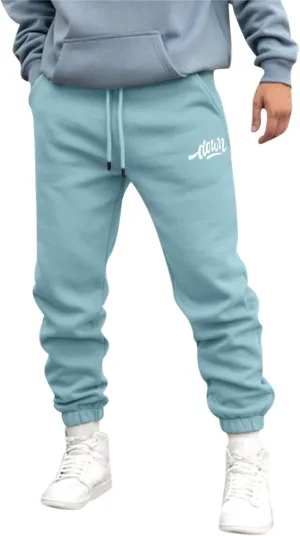Mens Autumn and Winter High Street Fashion Leisure Loose Sports Running Solid Color Lace Up Pants Sweater Sport