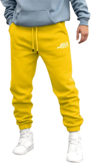 Mens Autumn and Winter High Street Fashion Leisure Loose Sports Running Solid Color Lace Up Pants Sweater Sport