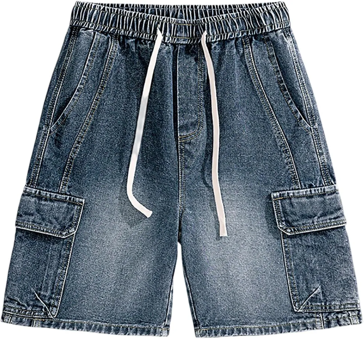 Mens Baggy Jean Shorts Loose Fit Long Denim Shorts Casual Summer Y2K Streetwear Clothes