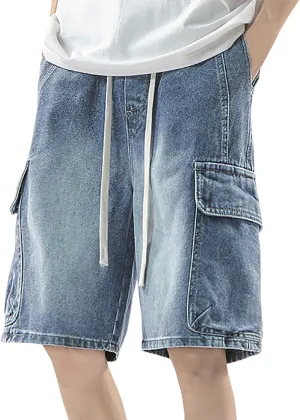Mens Baggy Jean Shorts Loose Fit Long Denim Shorts Casual Summer Y2K Streetwear Clothes