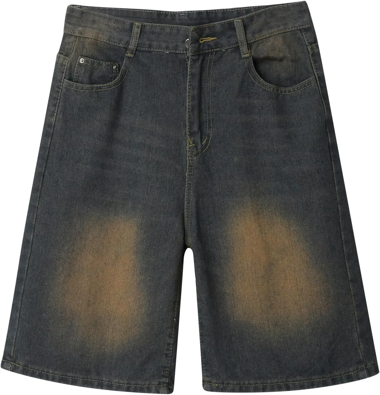 Mens Baggy Jean Shorts Loose Fit Long Denim Shorts Casual Summer Y2K Streetwear Clothes