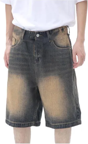 Mens Baggy Jean Shorts Loose Fit Long Denim Shorts Casual Summer Y2K Streetwear Clothes