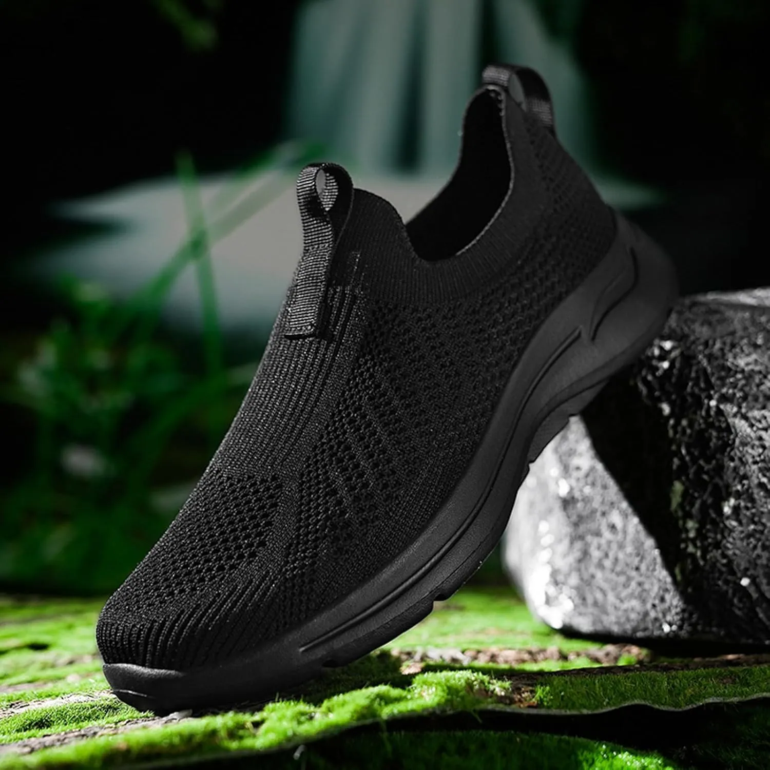 Mens Breathable Slip On Dress Shoes Lightweight Breathable Walking Shoe Gym Tennis Elastic Fly Woven Mesh Shoes