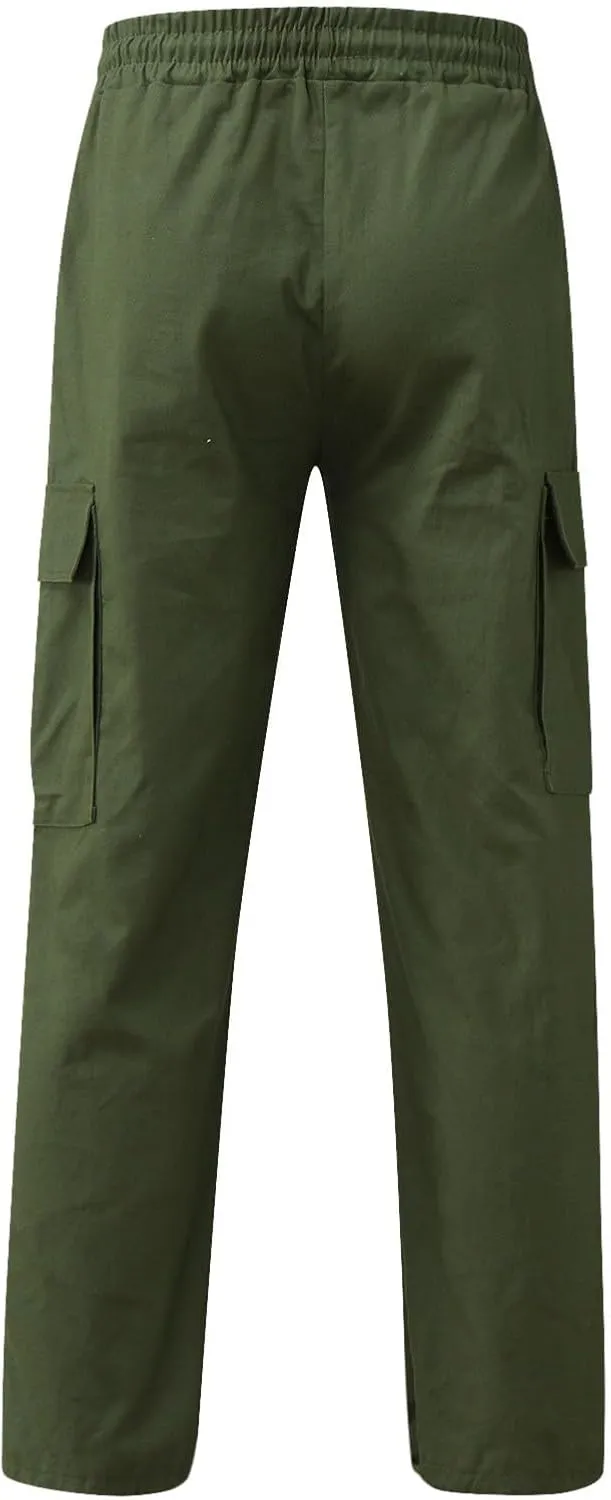 Mens Cargo Combat Work Pant Gym Running Jogger Soft Sweatpant Loose Cuffed Hem Pant Track Lounge