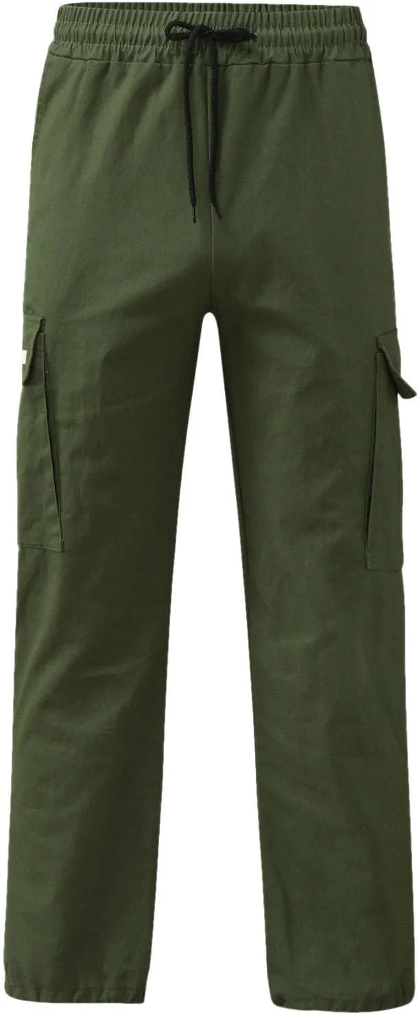 Mens Cargo Combat Work Pant Gym Running Jogger Soft Sweatpant Loose Cuffed Hem Pant Track Lounge