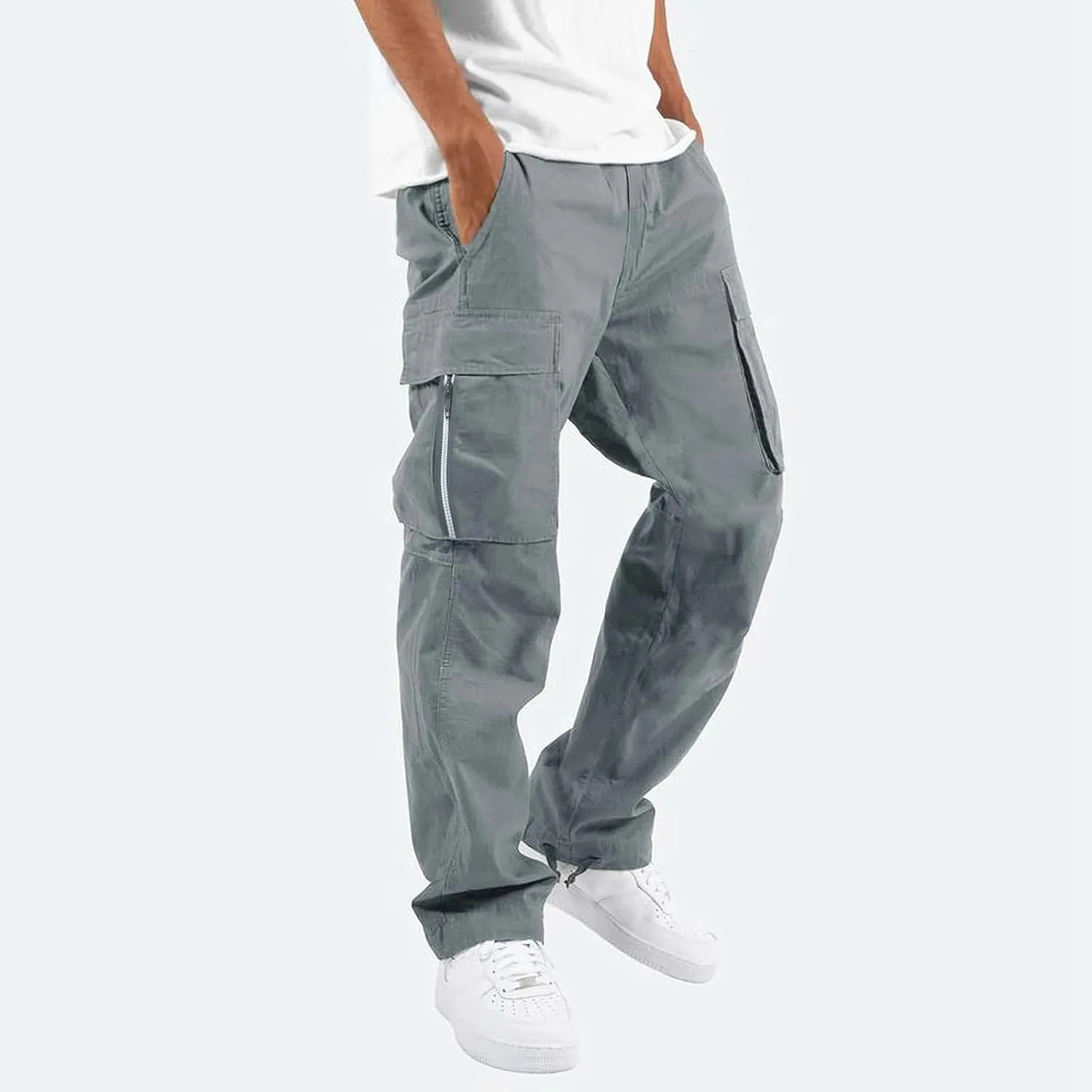 Men's Cargo Pants Big and Tall Baggy Drawstring Elastic Waist Sweatpants Lightweight Casual Tactical Atheltic Hiking Pants