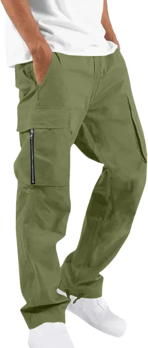 Men's Cargo Pants Big and Tall Baggy Drawstring Elastic Waist Sweatpants Lightweight Casual Tactical Atheltic Hiking Pants