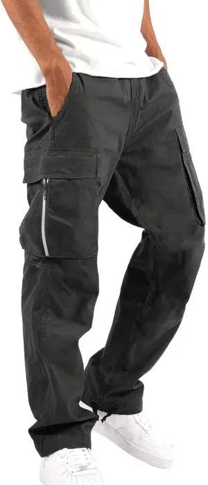 Men's Cargo Pants Big and Tall Baggy Drawstring Elastic Waist Sweatpants Lightweight Casual Tactical Atheltic Hiking Pants