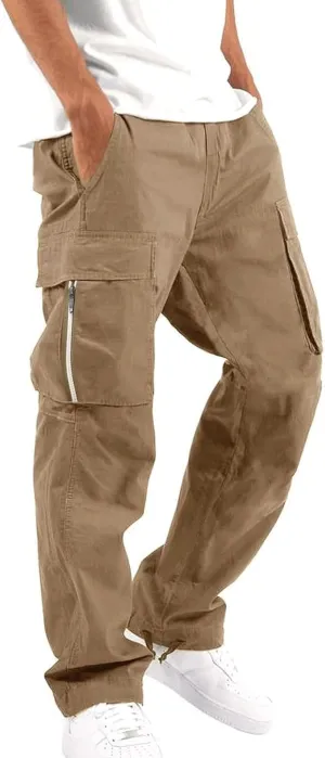 Men's Cargo Pants Big and Tall Baggy Drawstring Elastic Waist Sweatpants Lightweight Casual Tactical Atheltic Hiking Pants