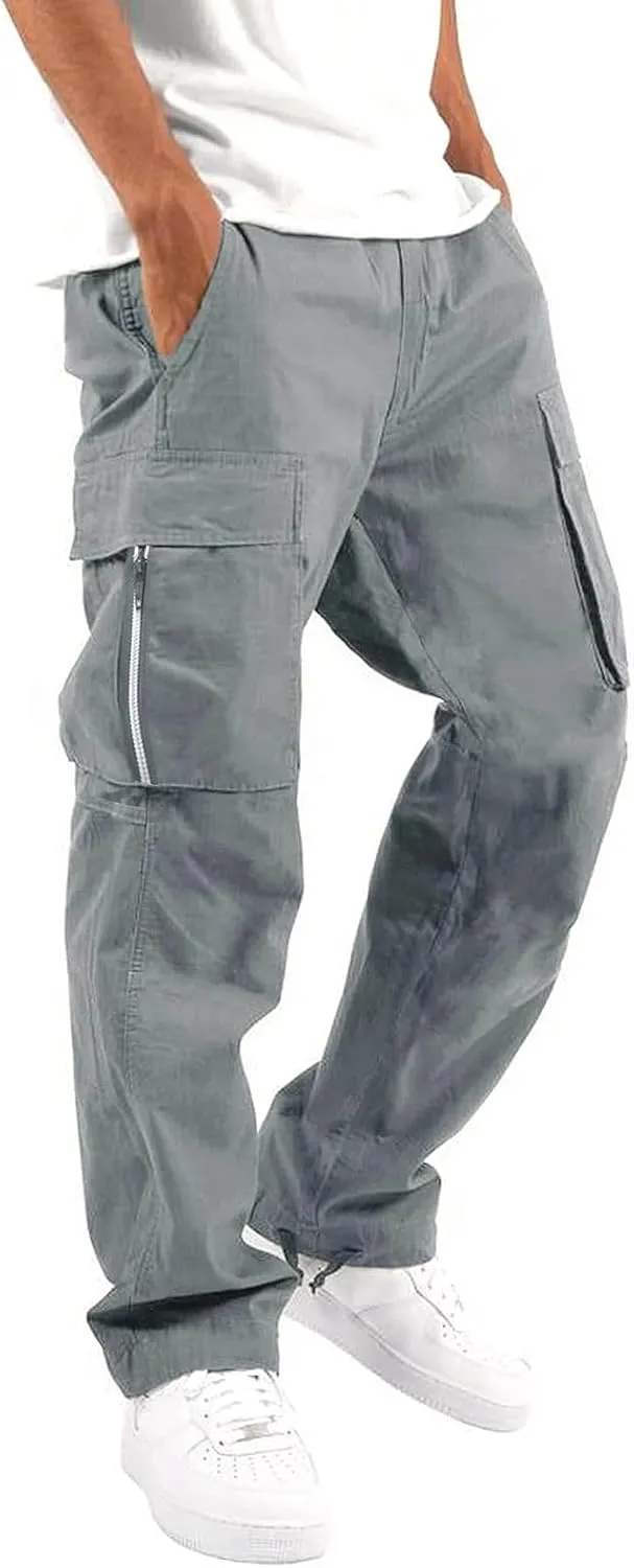 Men's Cargo Pants Big and Tall Baggy Drawstring Elastic Waist Sweatpants Lightweight Casual Tactical Atheltic Hiking Pants