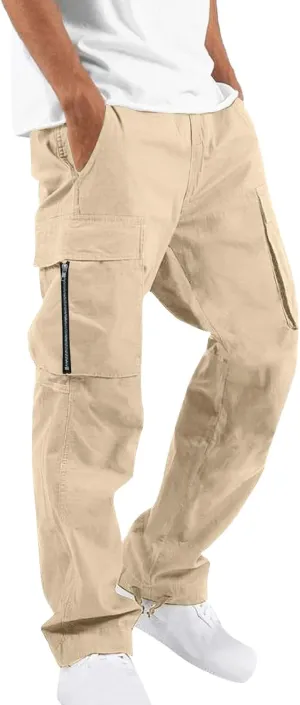 Men's Cargo Pants Big and Tall Baggy Drawstring Elastic Waist Sweatpants Lightweight Casual Tactical Atheltic Hiking Pants