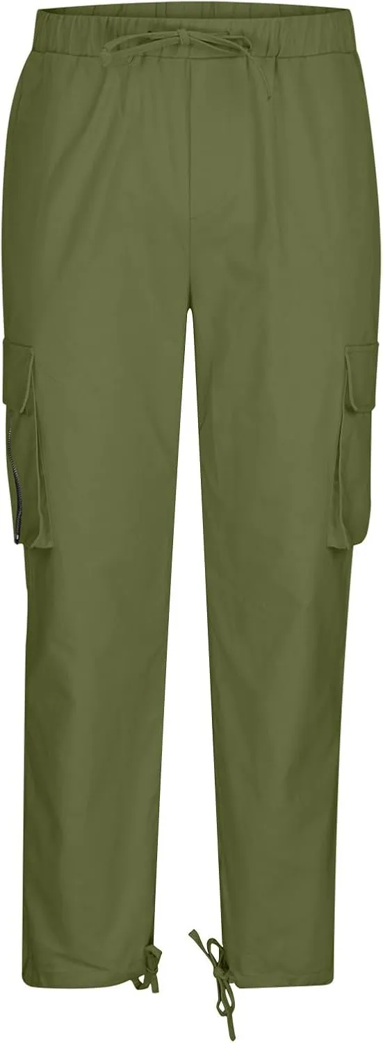 Men's Cargo Pants Big and Tall Baggy Drawstring Elastic Waist Sweatpants Lightweight Casual Tactical Atheltic Hiking Pants