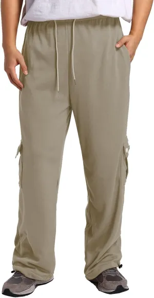 Mens Cargo Pants Big and Tall Lightweight Straight Leg Sweatpants Plus Size Baggy Elastic Waist Drawstring Athletic Joggers