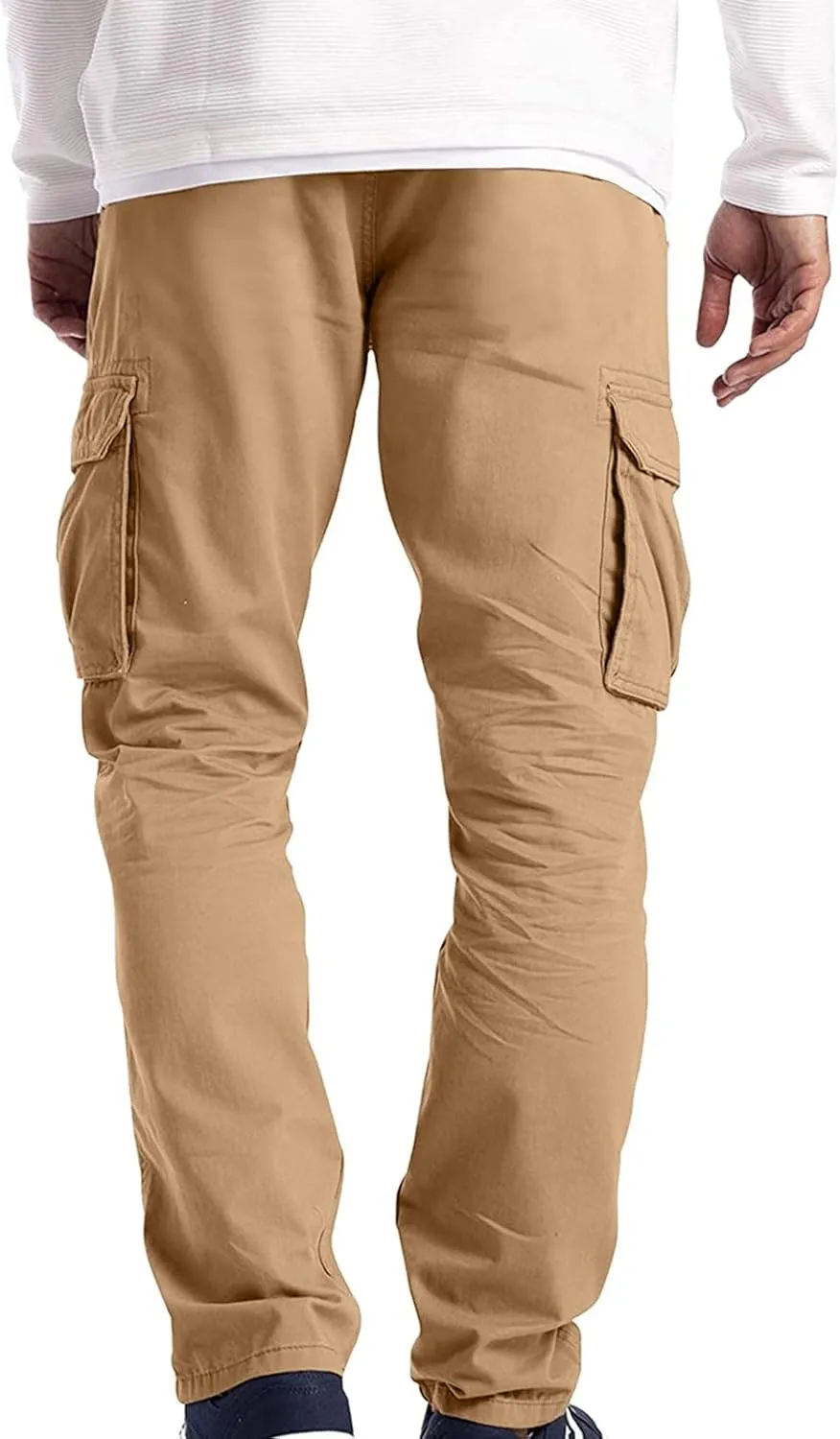 Mens Cargo Pants Big and Tall Loose Fit Stretch Waist Cargo Sweatpants Casual Solid Pleated Straight Athletic Hiking Pants