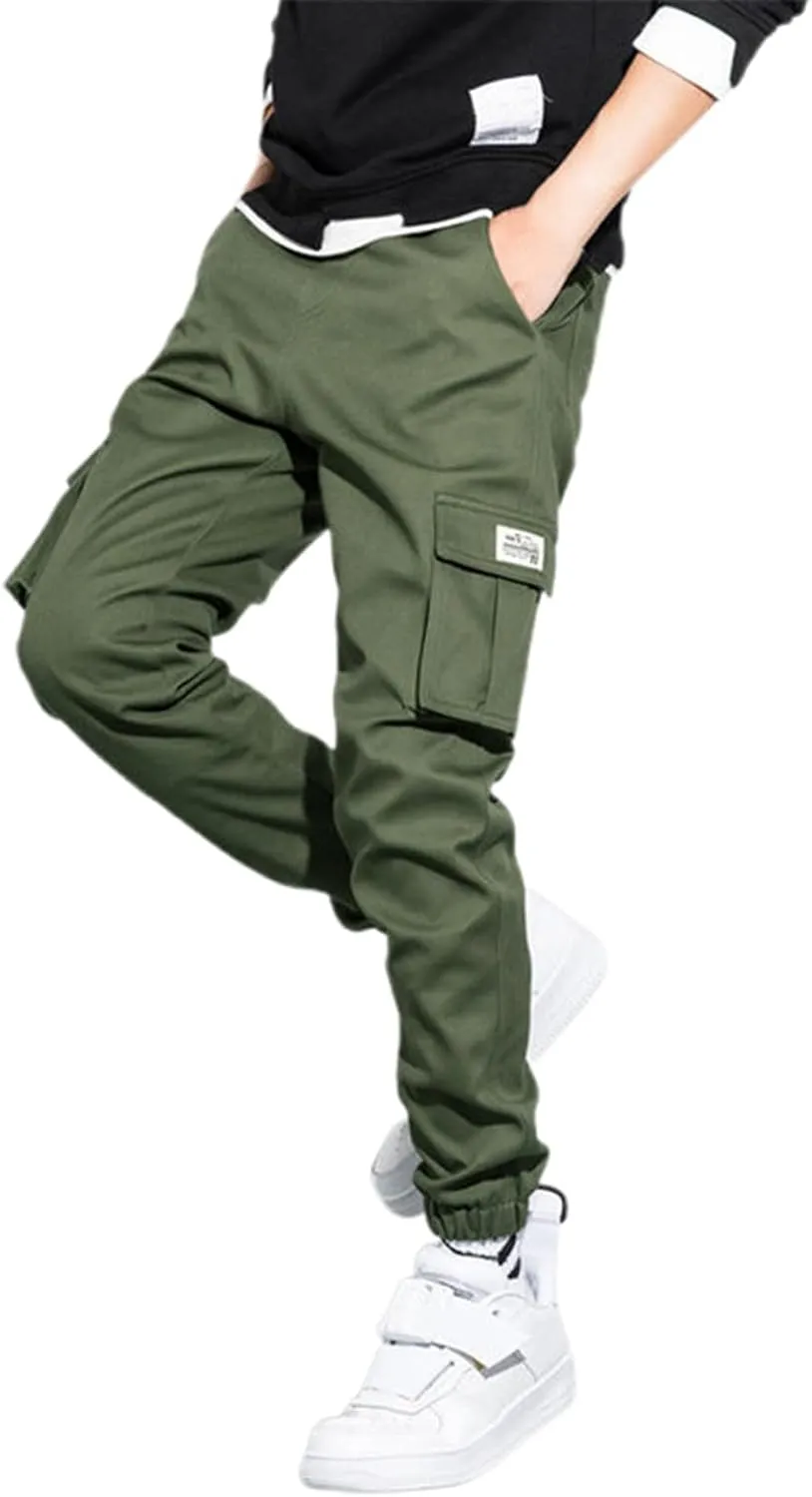 Mens Cargo Pants Elastic Waist Relaxed Fit Plus Size Sweatpants Lightweight Outdoor Workout Jogging Hiking Pants with Pockets