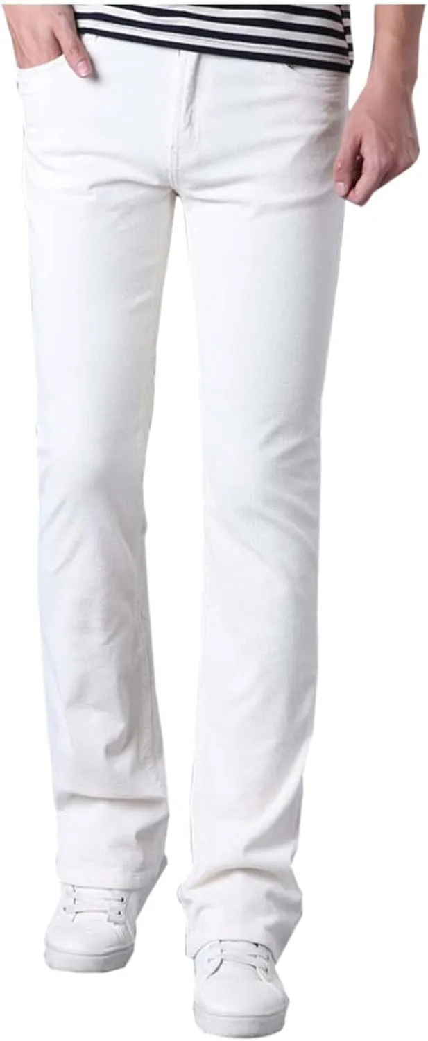 Men's Casual Flared Pants Slim Fit Stretch Waist Corduroy Pants Lightweight Plus Size Summer Lounge Pants with Pockets