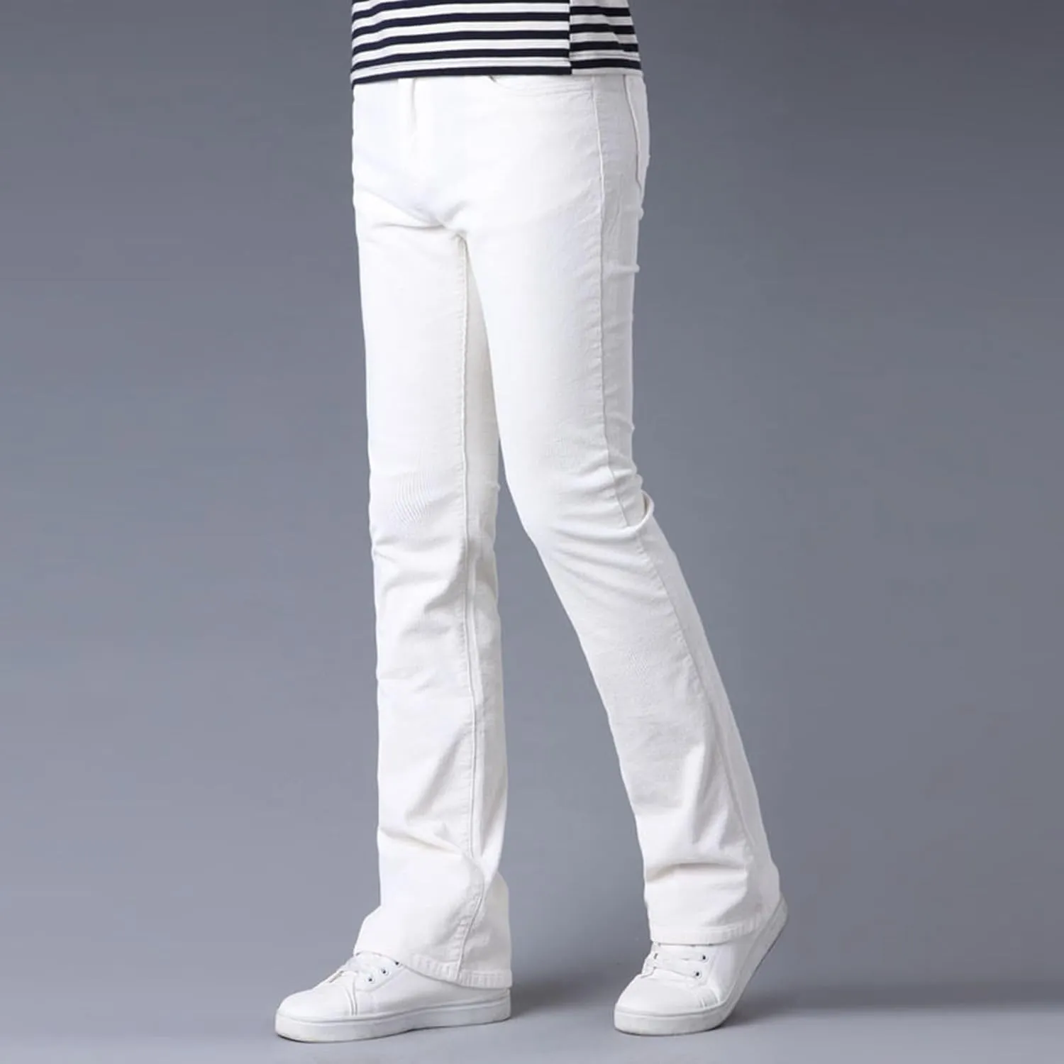 Men's Casual Flared Pants Slim Fit Stretch Waist Corduroy Pants Lightweight Plus Size Summer Lounge Pants with Pockets