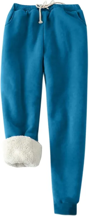 Mens Casual Fleece Pants Relaxed Fit Stretch Waist Warm Sweatpants Plus Size Soft Comfy Winter Lounge Pants with Pockets