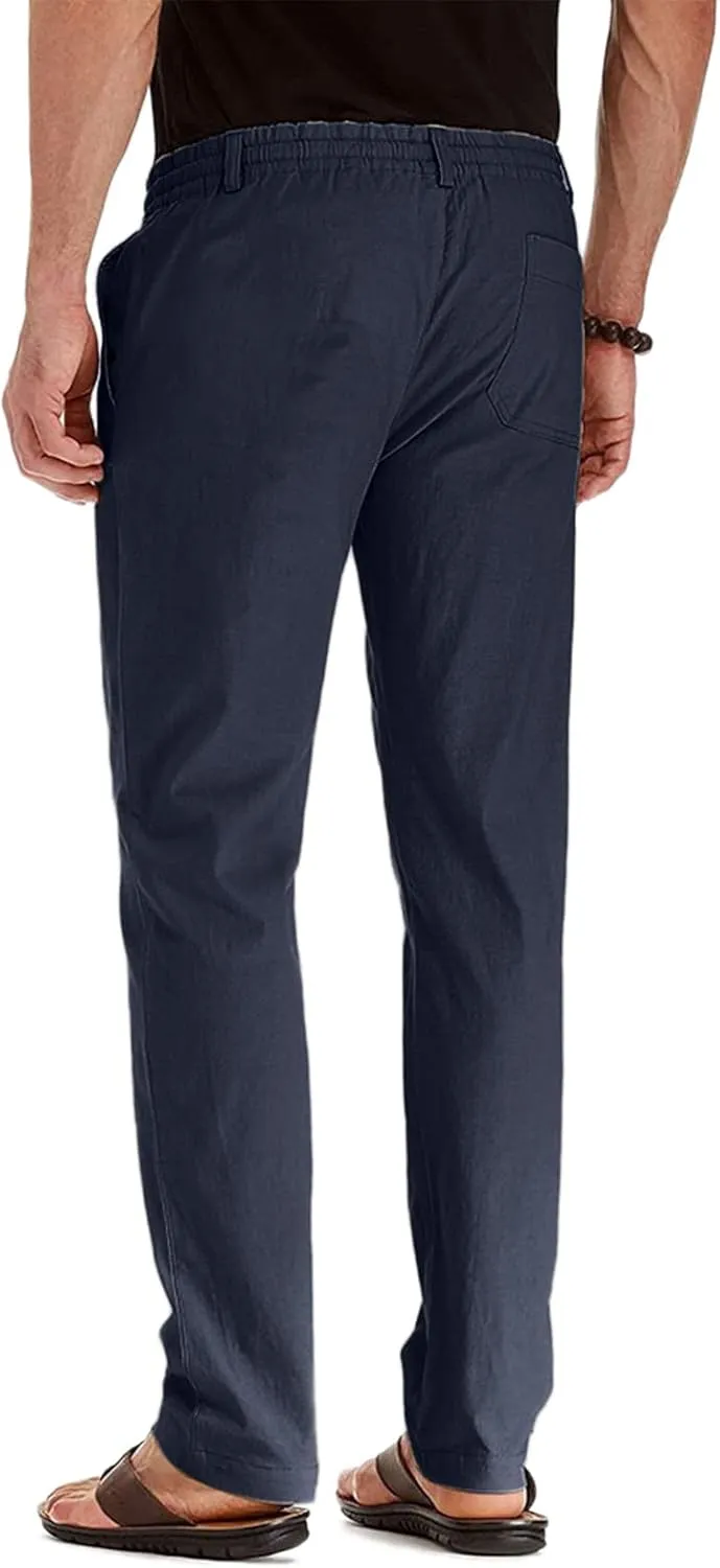Mens Casual Pants Elastic Waist Drawstring Lounge Pants Lightweight Plus Size Straight Leg Atheltic Sweatpants with Pockets