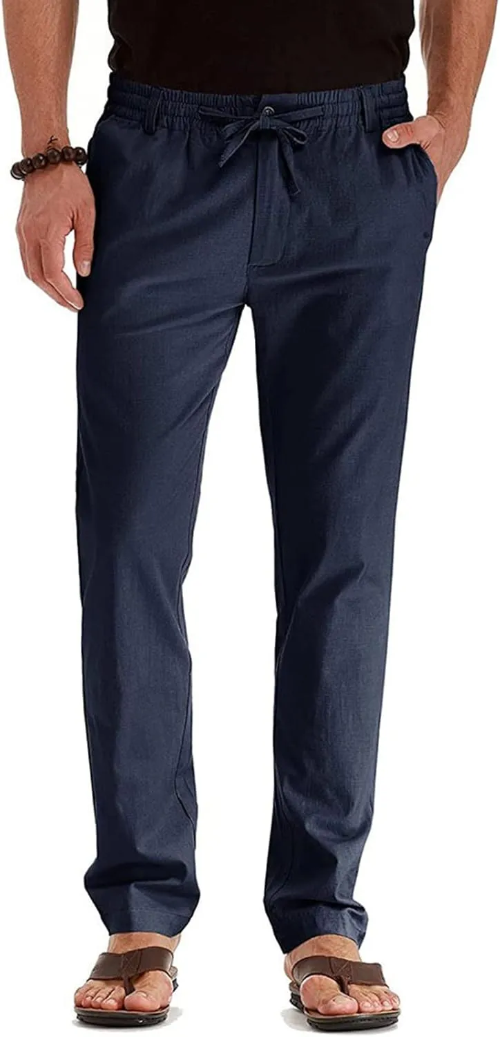 Mens Casual Pants Elastic Waist Drawstring Lounge Pants Lightweight Plus Size Straight Leg Atheltic Sweatpants with Pockets