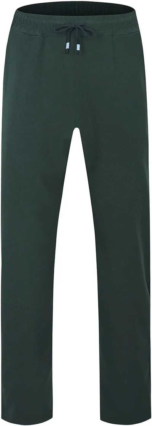Mens Casual Pants Elastic Waist Drawstring Straight Wide Leg Sweatpants Baggy Lightweight Summer Breathable Athletic Pants
