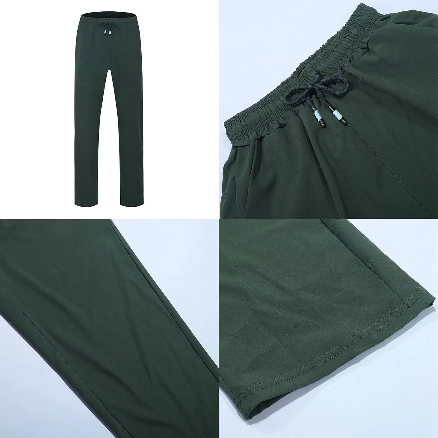 Mens Casual Pants Elastic Waist Drawstring Straight Wide Leg Sweatpants Baggy Lightweight Summer Breathable Athletic Pants
