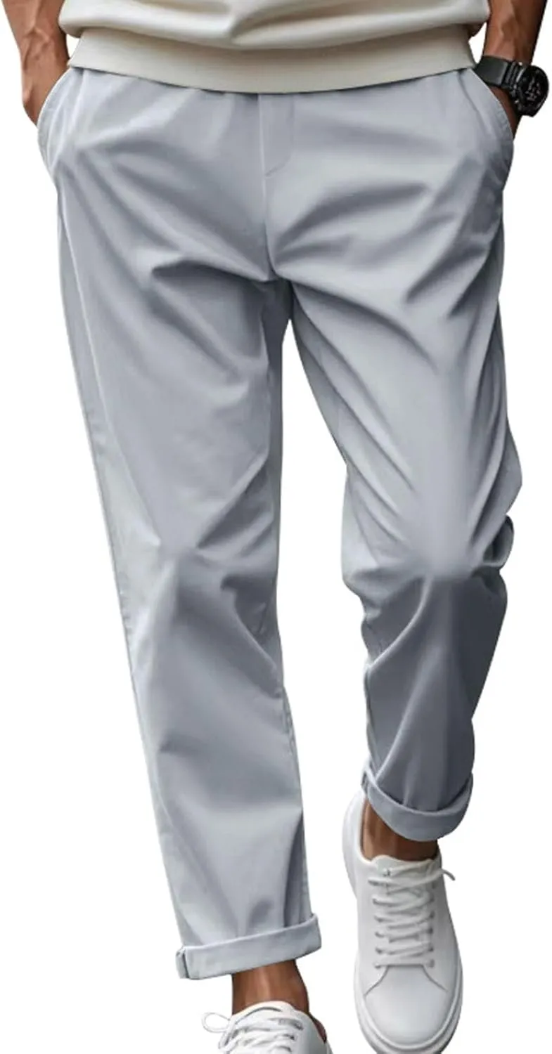 Mens Casual Pants Elastic Waist Relaxed Fit Drawstring Sweatpants Lightweight Comfy Jogging Atheltic Pants Baggy Lounge Pants